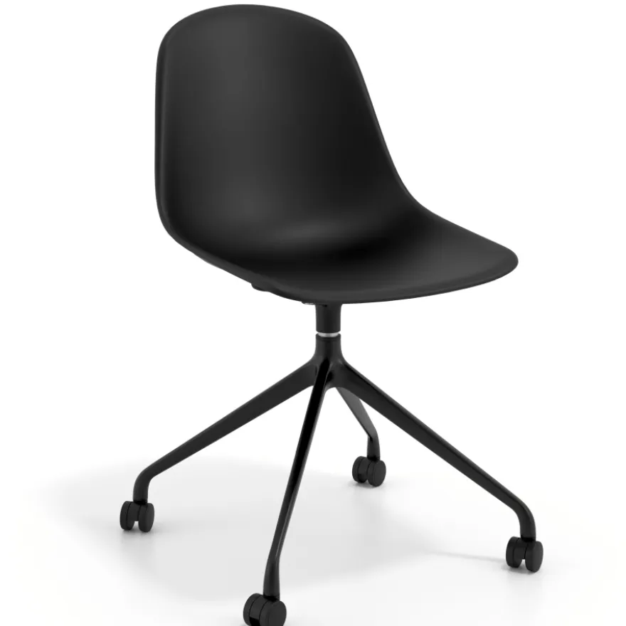 Sedia da riunione Lara con ruote, base in alluminio