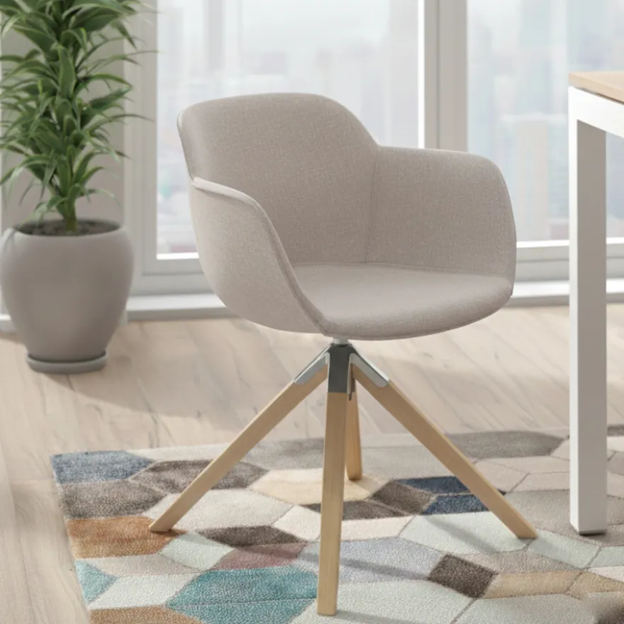Sedia da Riunione Laure, Gambe in legno, Alta qualità, Imbottita