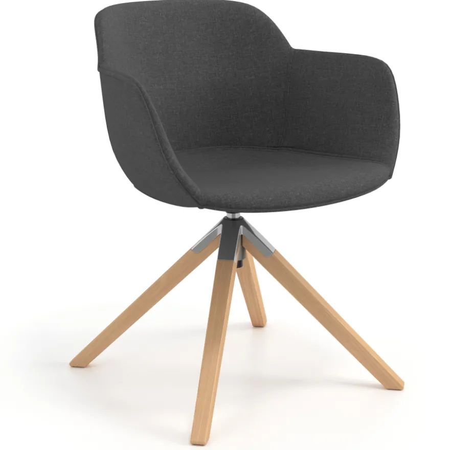 Sedia da Riunione Laure, Gambe in legno, Alta qualità, Imbottita