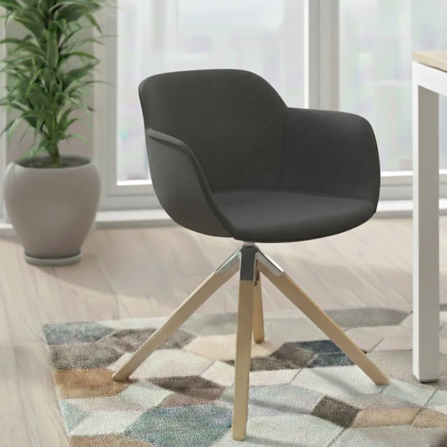 Sedia da Riunione Laure, Gambe in legno, Alta qualità, Imbottita