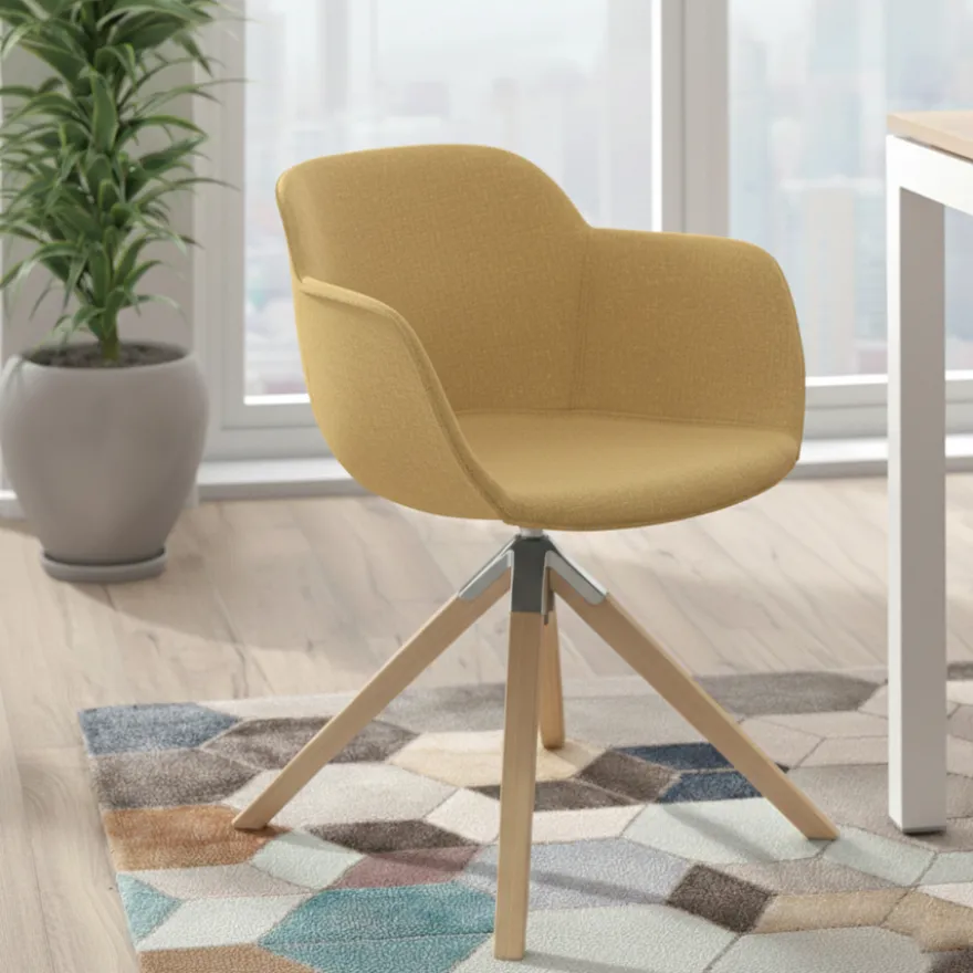 Sedia da Riunione Laure, Gambe in legno, Alta qualità, Imbottita