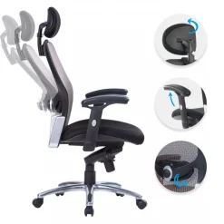 Sedia da Studio Ergonomica Hong Kong braccioli regolabili, poggiatesta