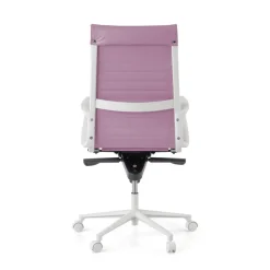 Sedia da ufficio design Cagliari, struttura bianca, schienale alto, ecopelle