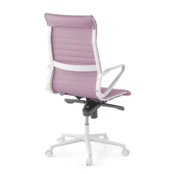 Sedia da ufficio design Cagliari, struttura bianca, schienale alto, ecopelle