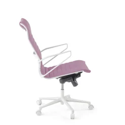 Sedia da ufficio design Cagliari, struttura bianca, schienale alto, ecopelle