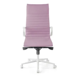 Sedia da ufficio design Cagliari, struttura bianca, schienale alto, ecopelle