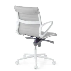 Sedia da ufficio Design Cagliari, struttura bianca, schienale basso, ecopelle