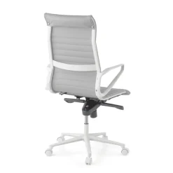 Sedia da ufficio design Cagliari, struttura bianca, schienale alto, ecopelle