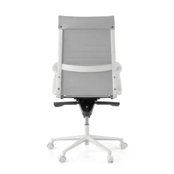 Sedia da ufficio design Cagliari, struttura bianca, schienale alto, ecopelle