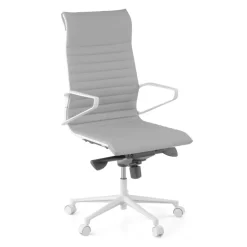 Sedia da ufficio design Cagliari, struttura bianca, schienale alto, ecopelle