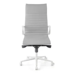 Sedia da ufficio design Cagliari, struttura bianca, schienale alto, ecopelle