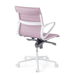 Sedia da ufficio Design Cagliari, struttura bianca, schienale basso, ecopelle