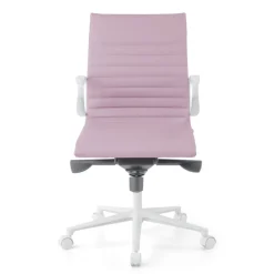 Sedia da ufficio Design Cagliari, struttura bianca, schienale basso, ecopelle