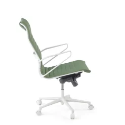 Sedia da ufficio design Cagliari, struttura bianca, schienale alto, ecopelle