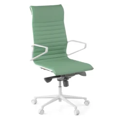 Sedia da ufficio design Cagliari, struttura bianca, schienale alto, ecopelle