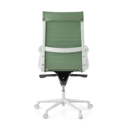 Sedia da ufficio design Cagliari, struttura bianca, schienale alto, ecopelle