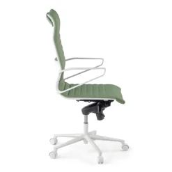 Sedia da ufficio design Cagliari, struttura bianca, schienale alto, ecopelle