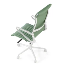 Sedia da ufficio design Cagliari, struttura bianca, schienale alto, ecopelle