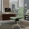 Sedia da ufficio Design Cagliari, struttura bianca, schienale basso, ecopelle