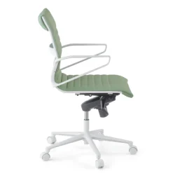 Sedia da ufficio Design Cagliari, struttura bianca, schienale basso, ecopelle