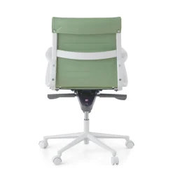 Sedia da ufficio Design Cagliari, struttura bianca, schienale basso, ecopelle