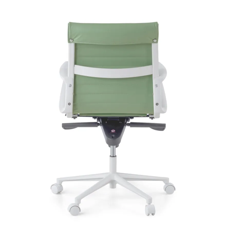 Sedia da ufficio Design Cagliari, struttura bianca, schienale basso, ecopelle