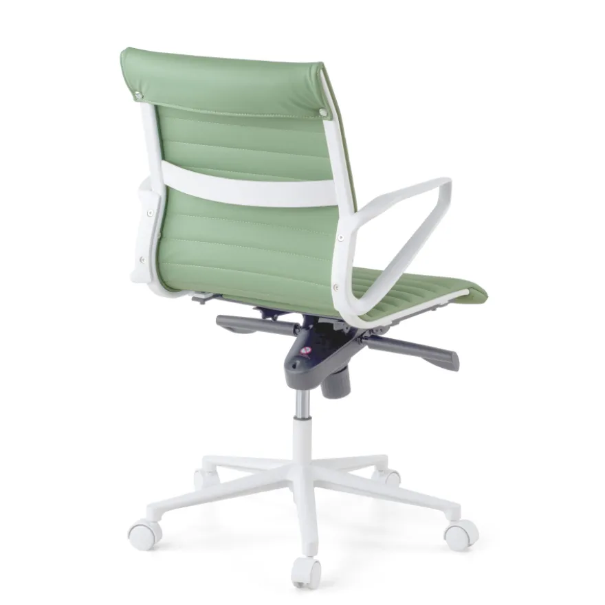 Sedia da ufficio Design Cagliari, struttura bianca, schienale basso, ecopelle