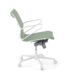 Sedia da ufficio Design Cagliari, struttura bianca, schienale basso, ecopelle