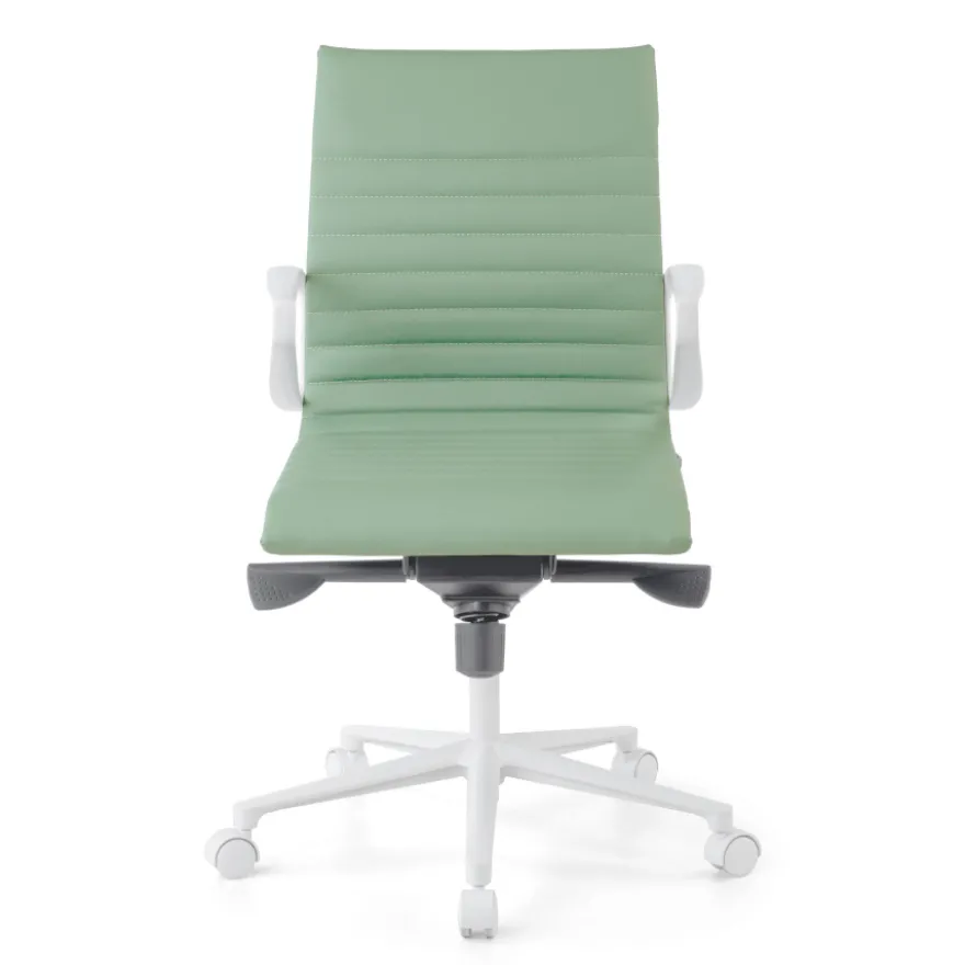 Sedia da ufficio Design Cagliari, struttura bianca, schienale basso, ecopelle