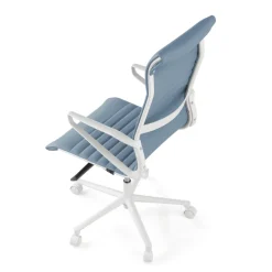 Sedia da ufficio design Cagliari, struttura bianca, schienale alto, ecopelle