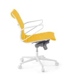 Sedia da ufficio Design Cagliari, struttura bianca, schienale basso, ecopelle