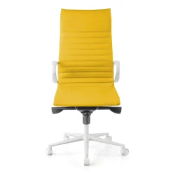 Sedia da ufficio design Cagliari, struttura bianca, schienale alto, ecopelle