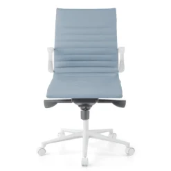 Sedia da ufficio Design Cagliari, struttura bianca, schienale basso, ecopelle