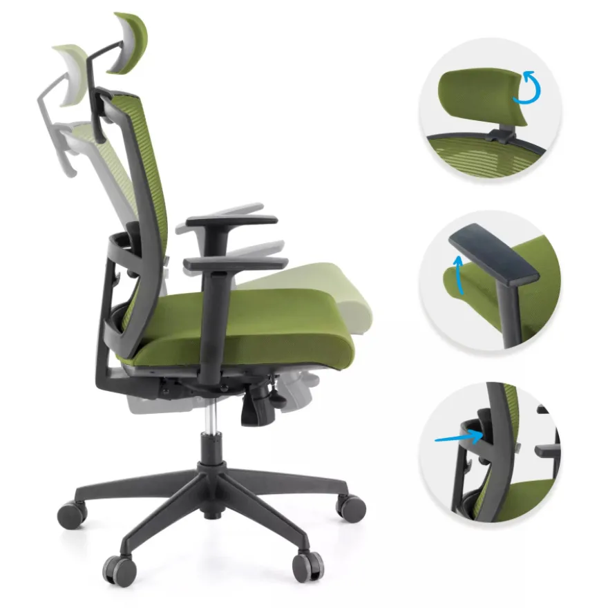 Sedia da ufficio ergonomica Akira con poggiatesta