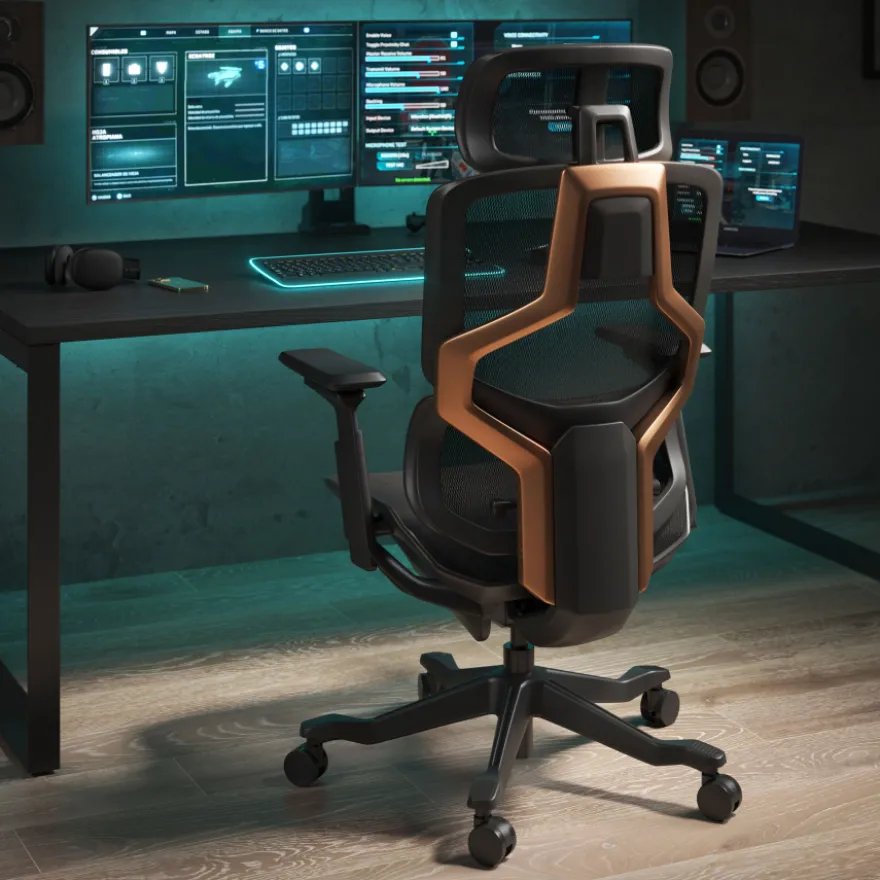 Sedia da ufficio ergonomica AeroMax con doppio supporto lombare