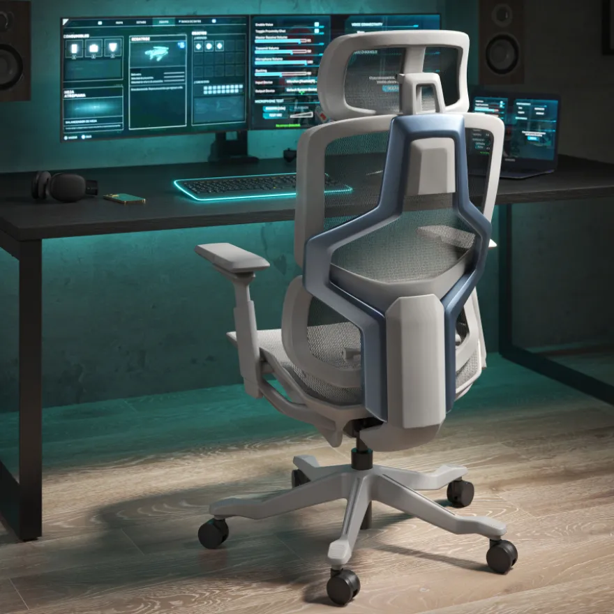 Sedia da ufficio ergonomica AeroMax white con doppio supporto lombare