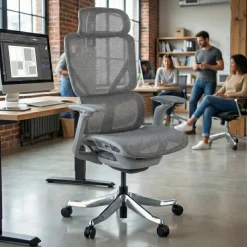 Sedia da Ufficio Ergonomica AeroFit, Alte Prestazioni, Struttura Bianca