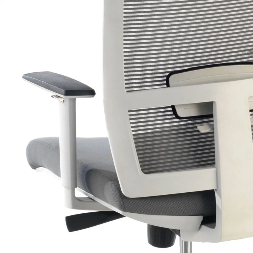Sedia da ufficio ergonomica Akira white, meccanismo syncro