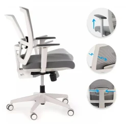 Sedia da ufficio ergonomica Akira white, meccanismo syncro