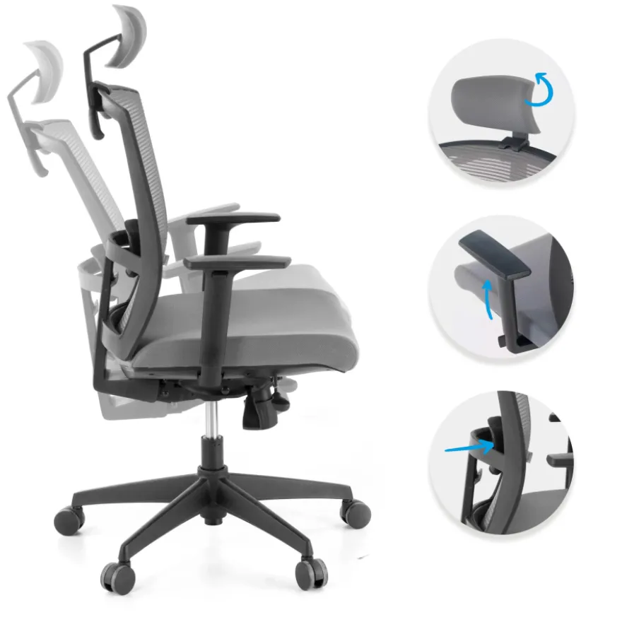 Sedia da ufficio ergonomica Akira con poggiatesta