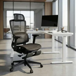 Sedia da ufficio ergonomica con poggiapiedi Balance Pro, Braccioli 3D