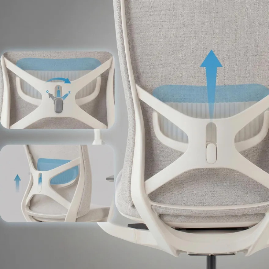 Sedia da ufficio ergonomica Gemini, braccioli 4D e supporto lombare