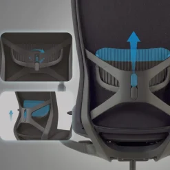 Sedia da ufficio ergonomica Gemini, braccioli 4D e supporto lombare