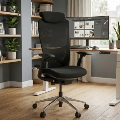 Sedia da ufficio ergonomica Gemini, braccioli 4D e supporto lombare
