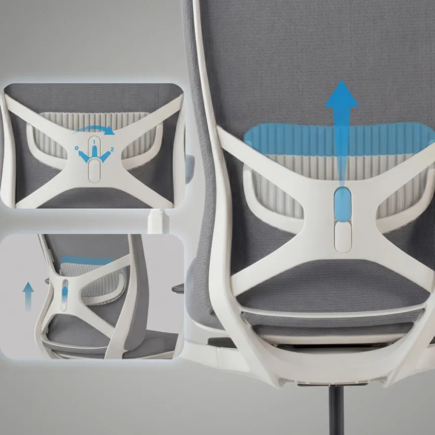 Sedia da ufficio ergonomica Gemini, braccioli 4D e supporto lombare