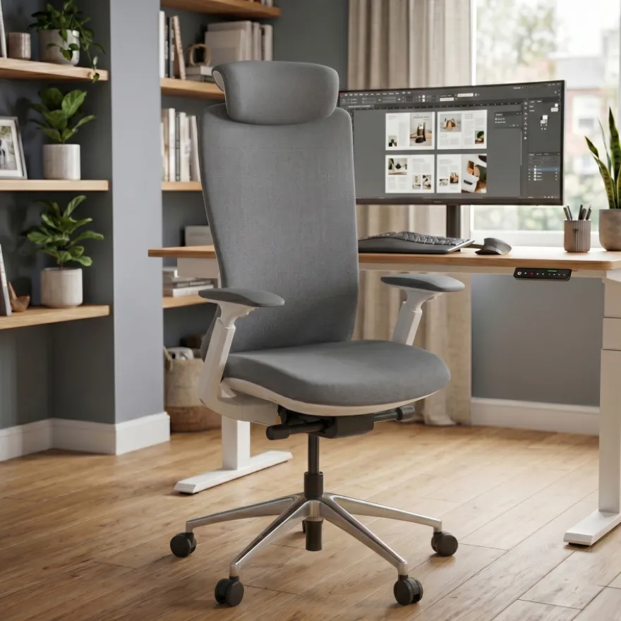 Sedia da ufficio ergonomica Gemini, braccioli 4D e supporto lombare