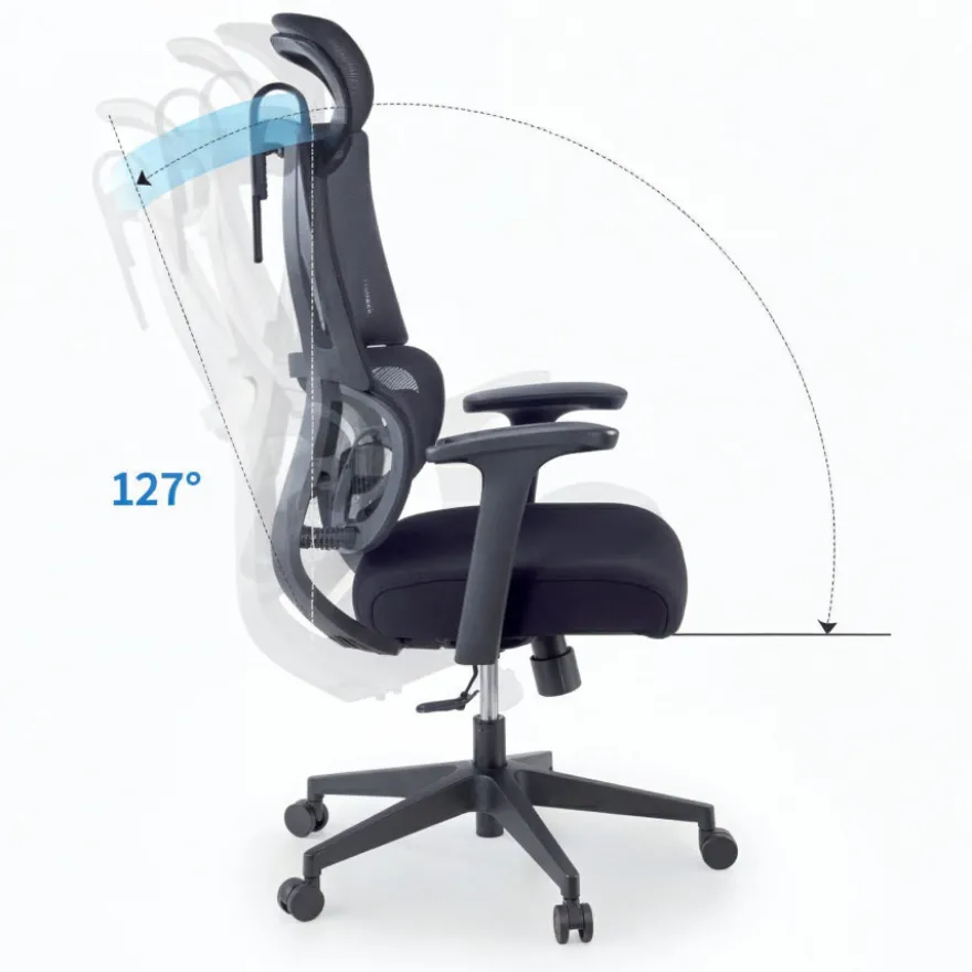 Sedia da Ufficio Ergonomica Orbit con Poggiatesta, Supporto Lombare