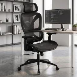 Sedia da ufficio ergonomica Velstrom con supporto lombare e braccioli 3D