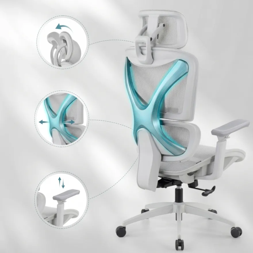 Sedia da ufficio ergonomica Velstrom con supporto lombare e braccioli 3D