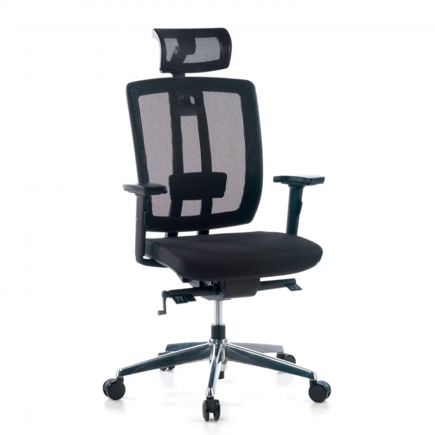 Sedia da ufficio giapponese Hiro, ergonomica, schiuma iniettata, poggiatesta